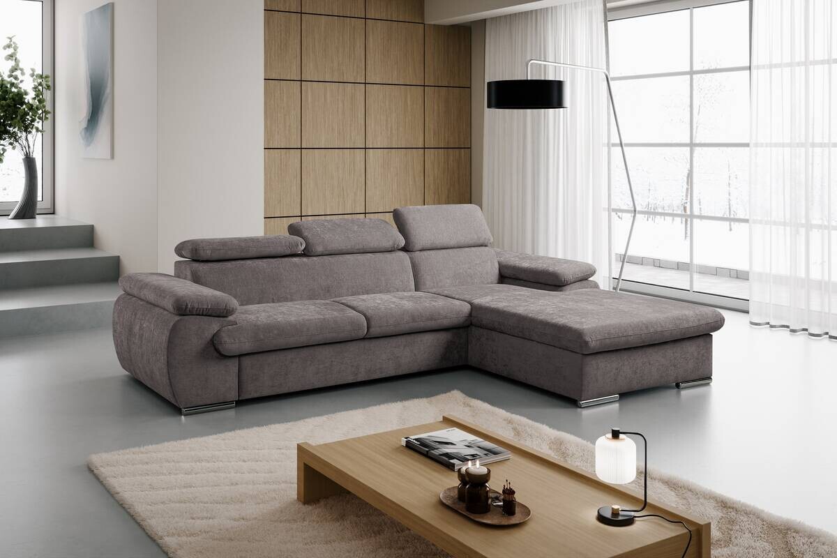Ecksofa mit Bettfunktion und Bettkasten stone Polyester B/H/T: ca. 284x102x196 cm