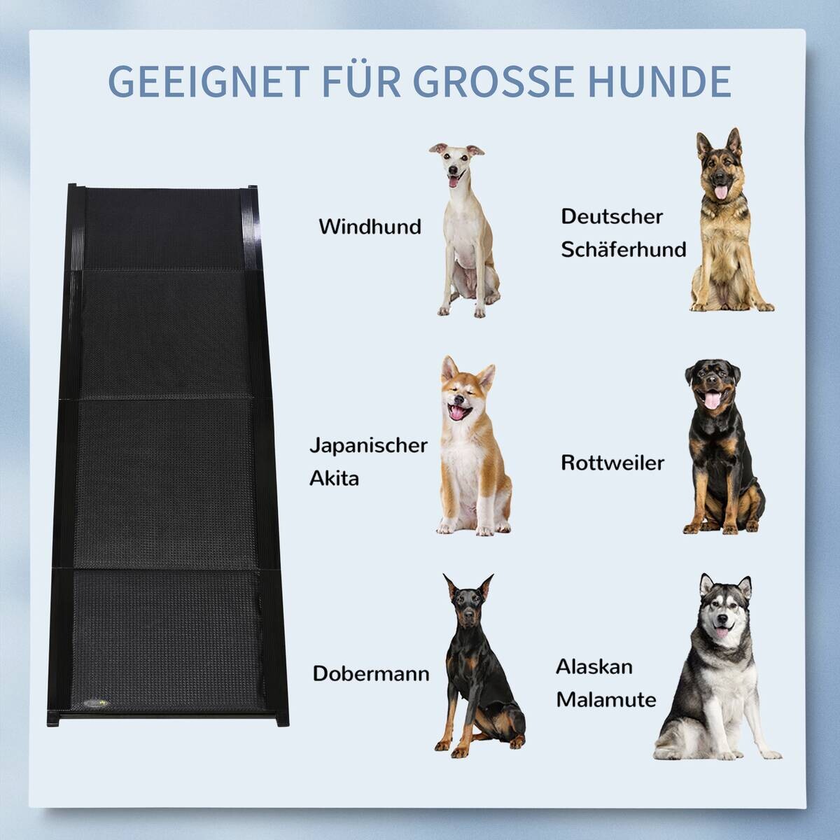 PawHut Klappbare Haustierrampe schwarz Aluminium B/H/L: ca. 43,5x158x2,5 cm
