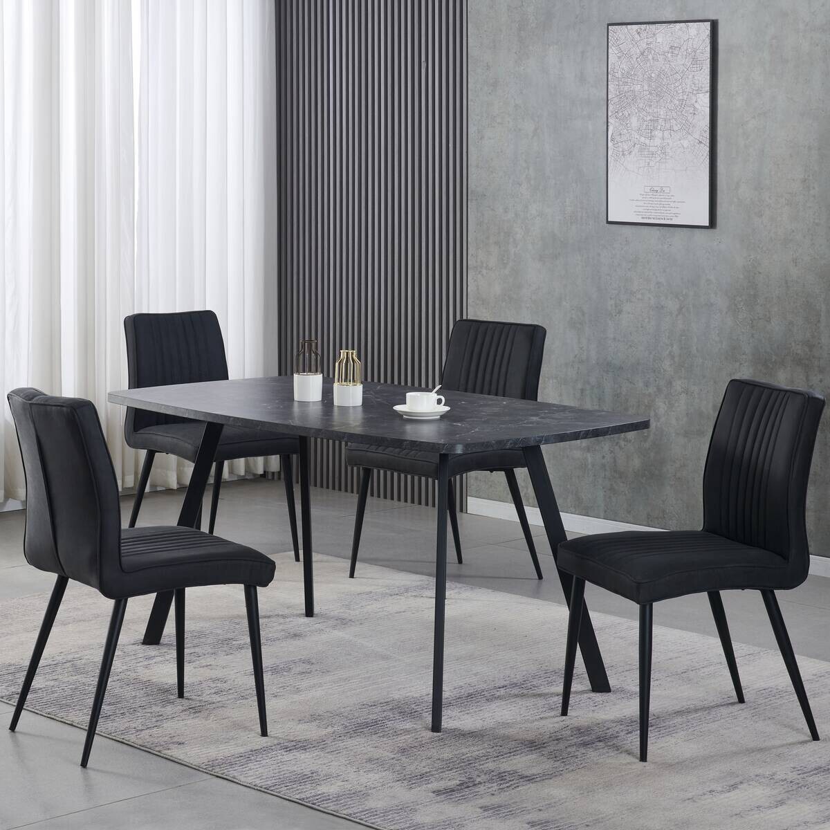 Stuhl Mona anthrazit schwarz Microfaser Metall