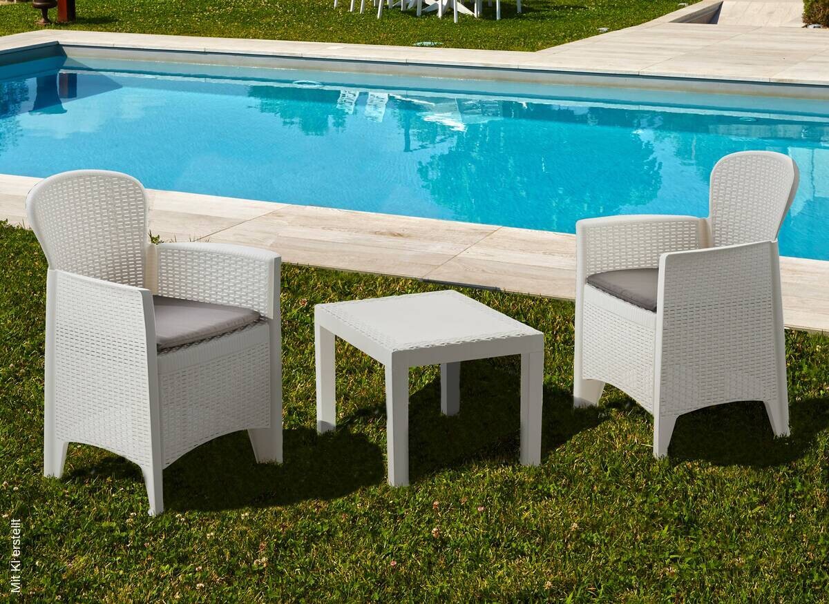 ProGarden Balkonset Akita weiß Kunststoff B/H/L: ca. 47x40x60 cm