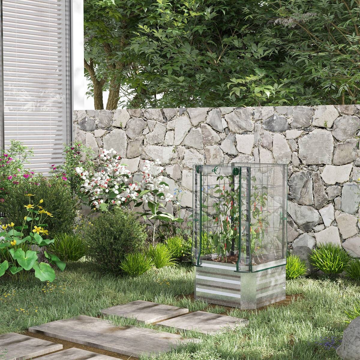 Outsunny Hochbeet silber Stahl B/H/L: ca. 53x90x53 cm