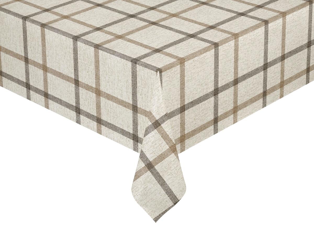 Abwaschbarer Tischbelag Karo beige 100% Polyvinylchlorid B: ca. 140 cm