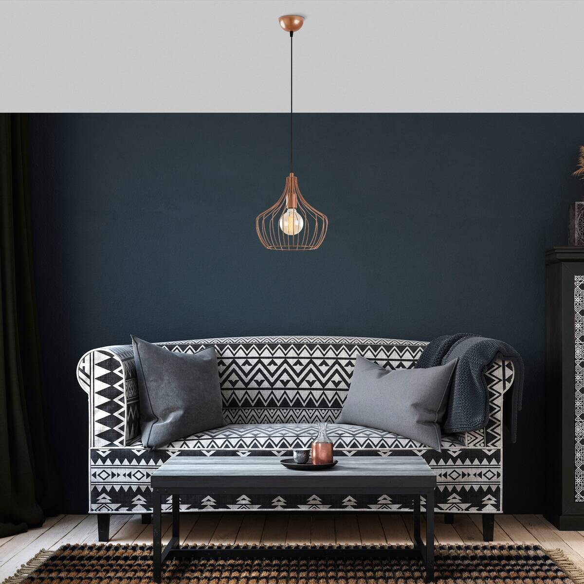 Opviq Pendelleuchte Mezopotamya Kupfer B/H/T/L/D: ca. 27x126x27x27x27 cm E27 1 Brennstellen