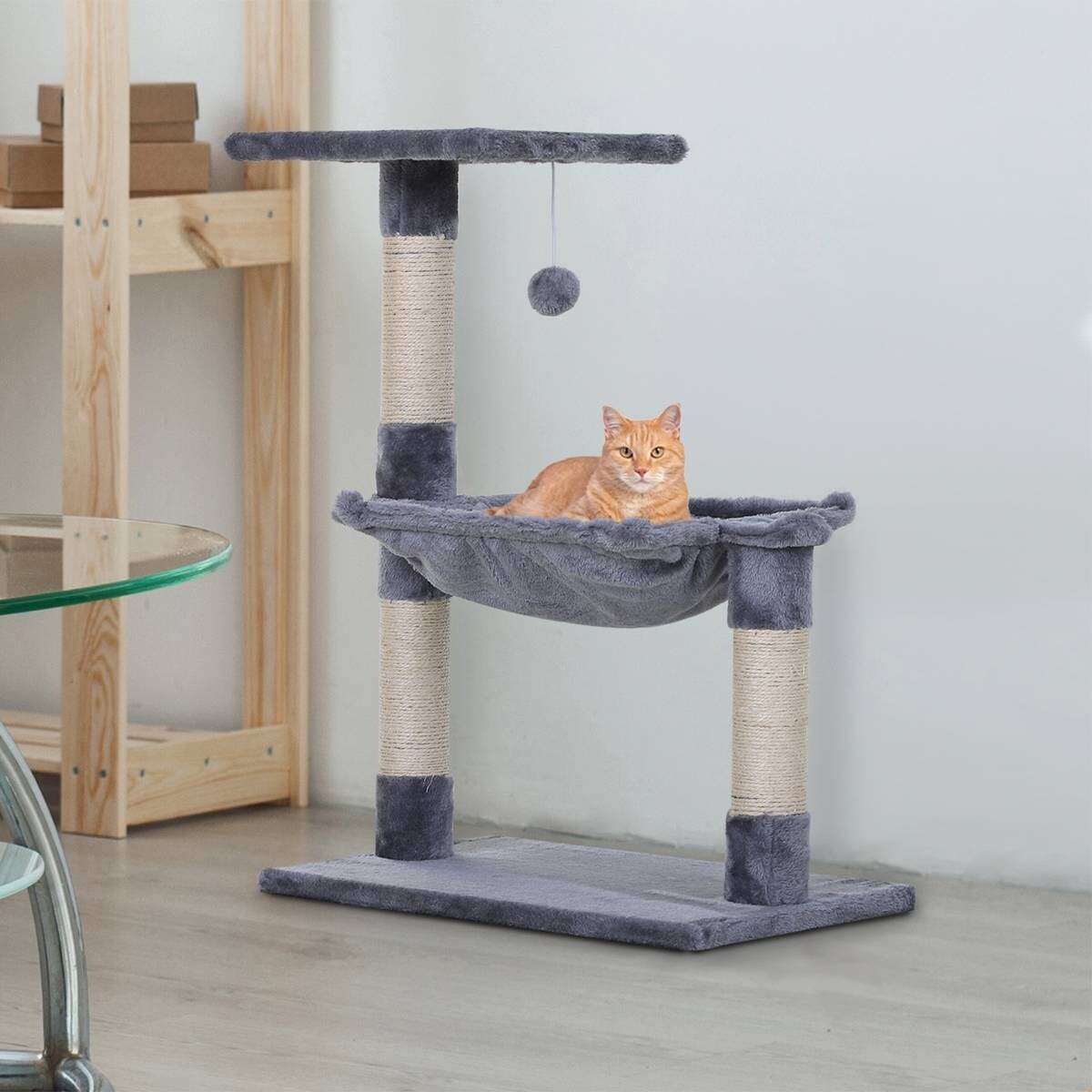 PawHut Katzenbaum grau Spanplatte B/H/L: ca. 36x70x50 cm