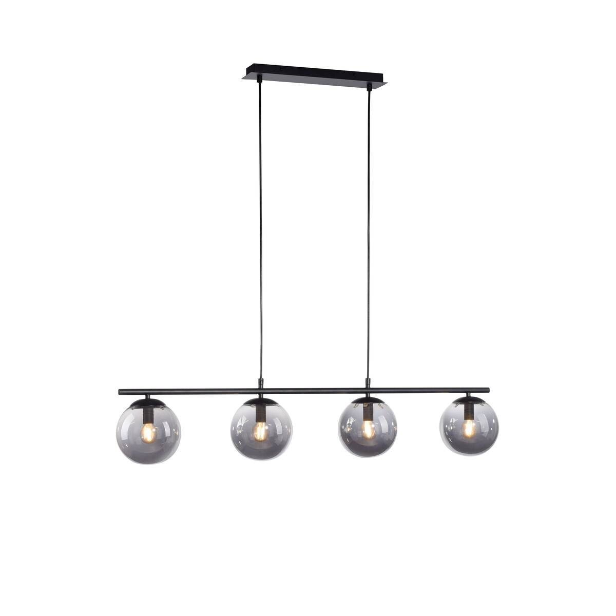 Just Light Pendelleuchte BIG WIDOW 14604-18 schwarz Metall Rauchglas B/H: ca. 100x150 cm E14 4 Brennstellen