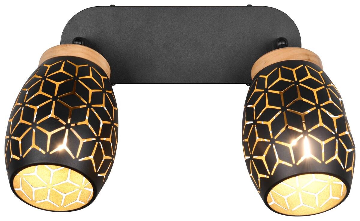 Reality Spot 2-flg. Bidar schwarz gold Metall B/H/L: ca. 28x27x12 cm E14 2 Brennstellen