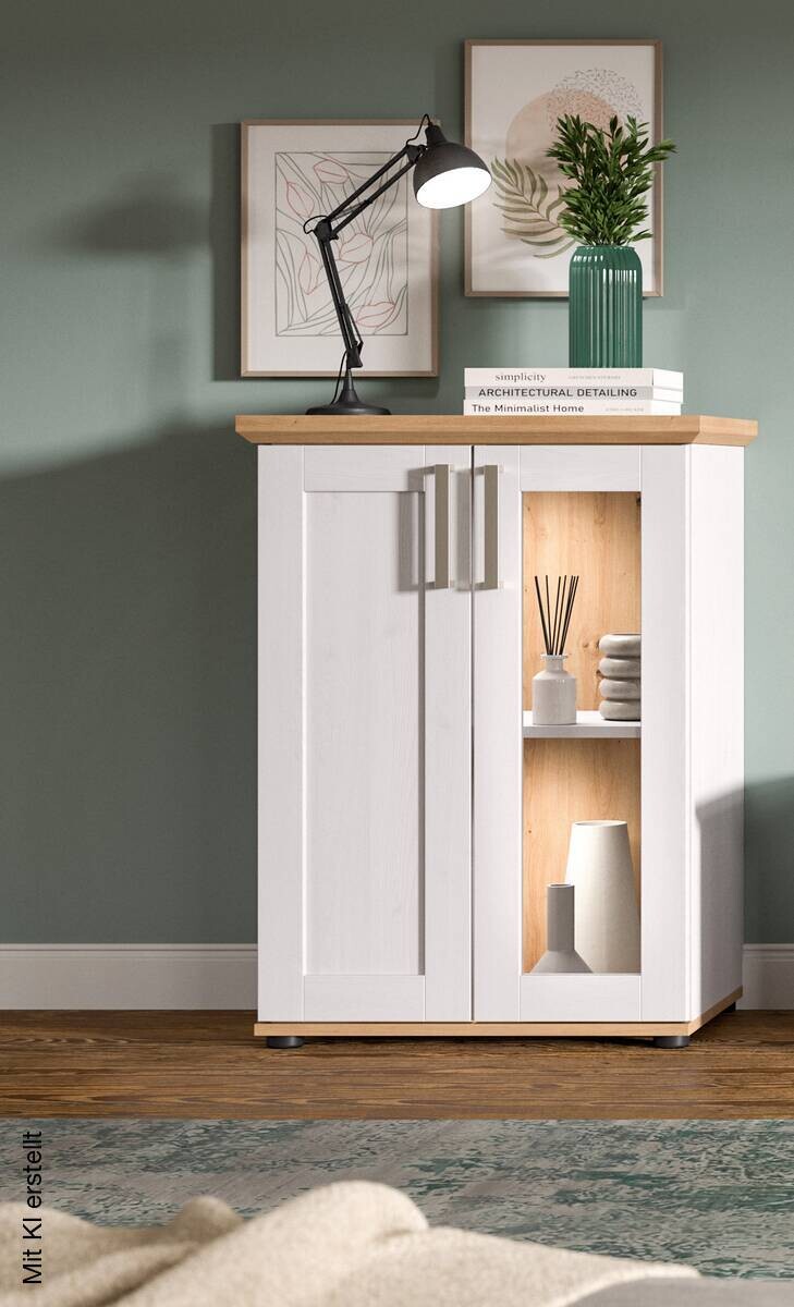 Vitrinenschrank VERONA Lärche Nachbildung Eiche Nachbildung B/H/T: ca. 64x88x37 cm