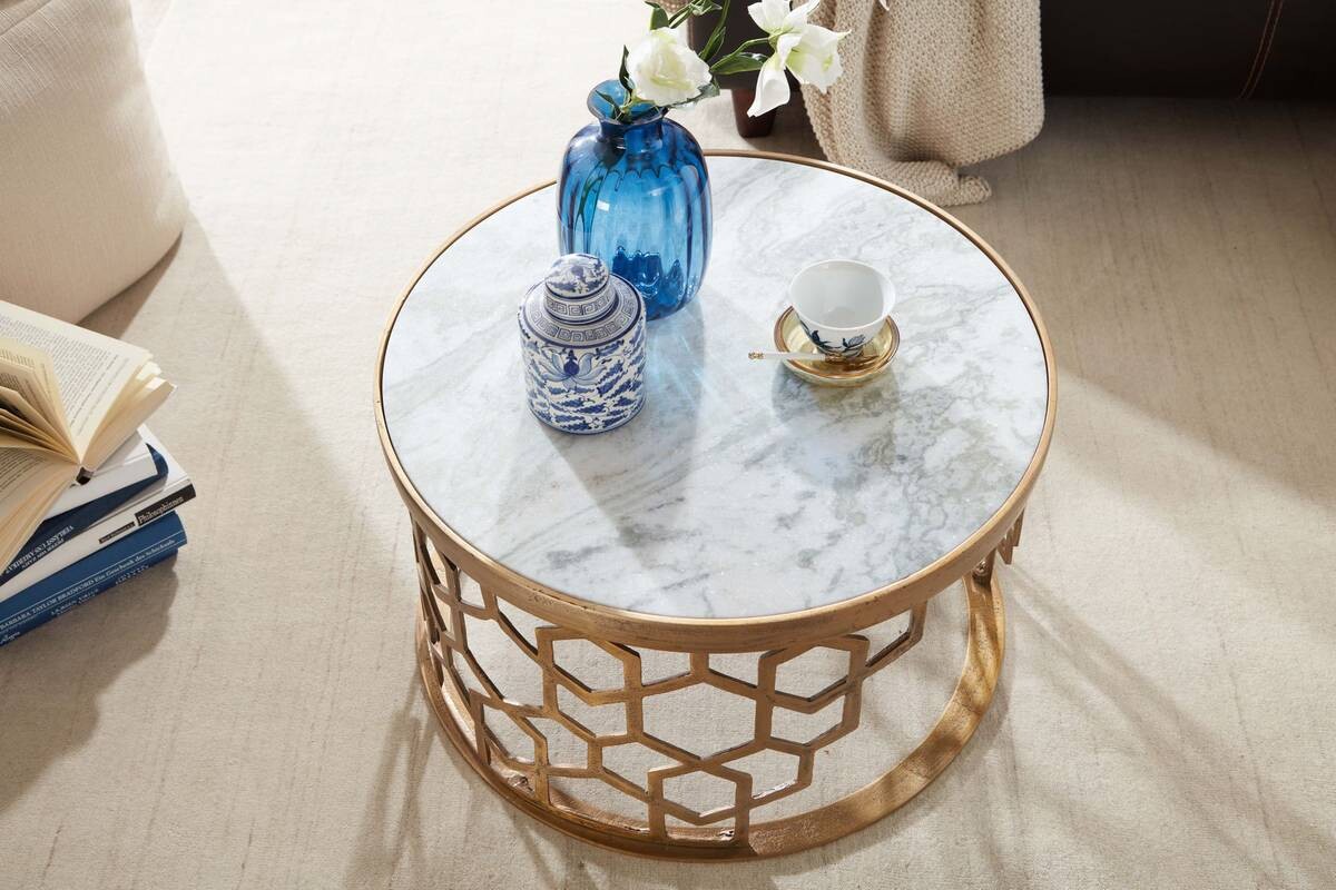 Wohnling Couchtisch weiß gold B/H/T: ca. 80x36x60 cm