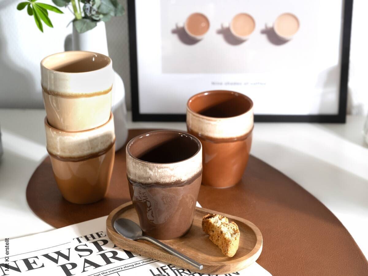 CreaTable Kaffeetassenset Squeezy Mocha braun Steinzeug 4 tlg.
