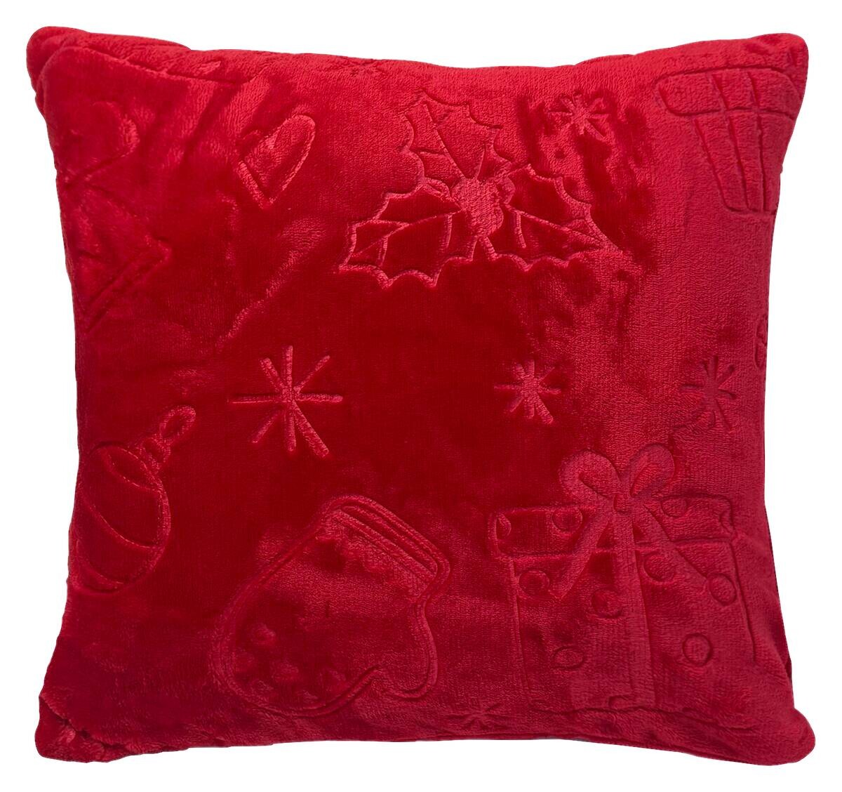 POCOline Dekokissen Weihnachten Flanell rot 100% Polyester B/L: ca. 45x45 cm