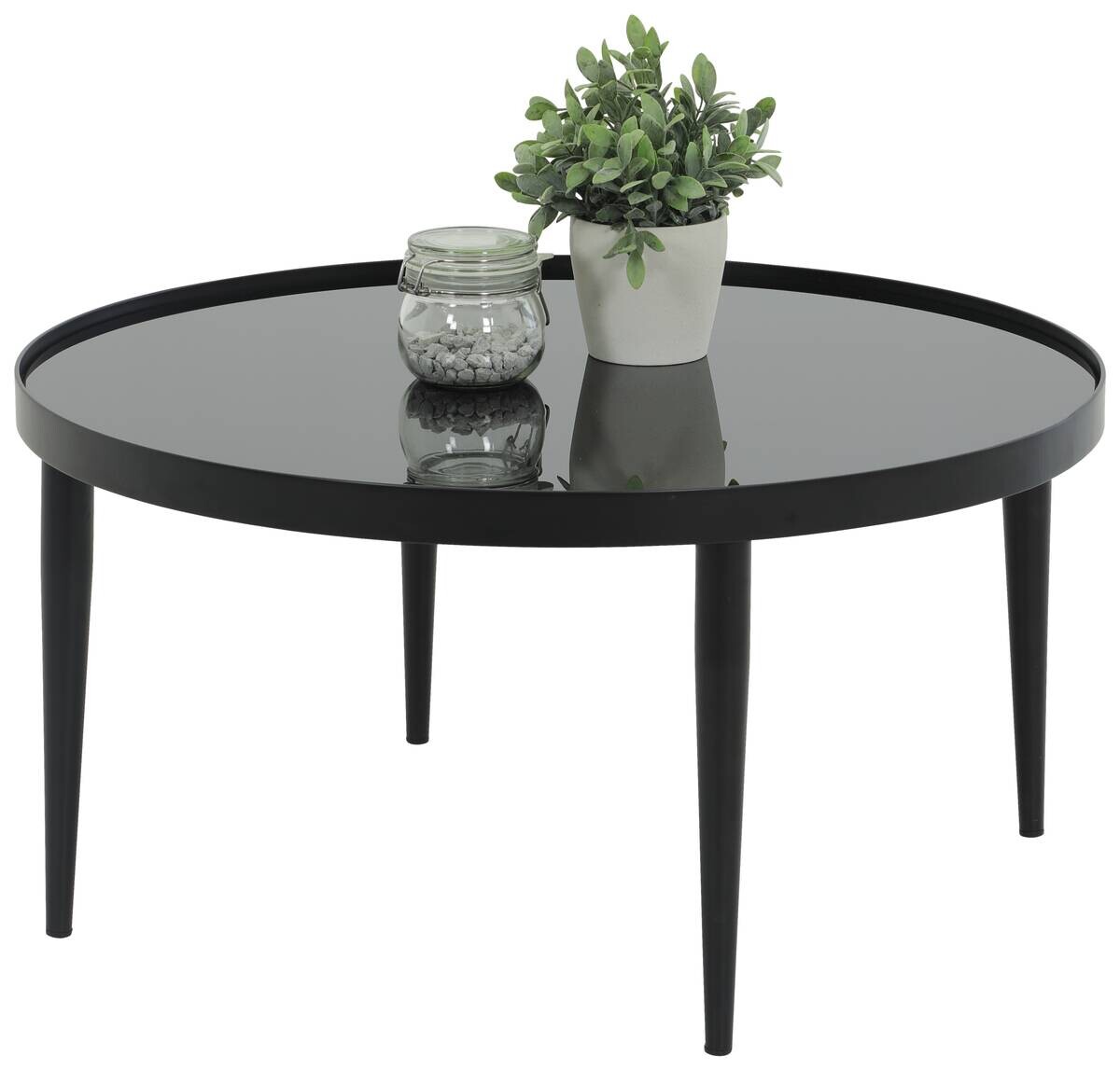 Hela Couchtisch Ronda schwarz Glas Metall H/D: ca. 40x80 cm