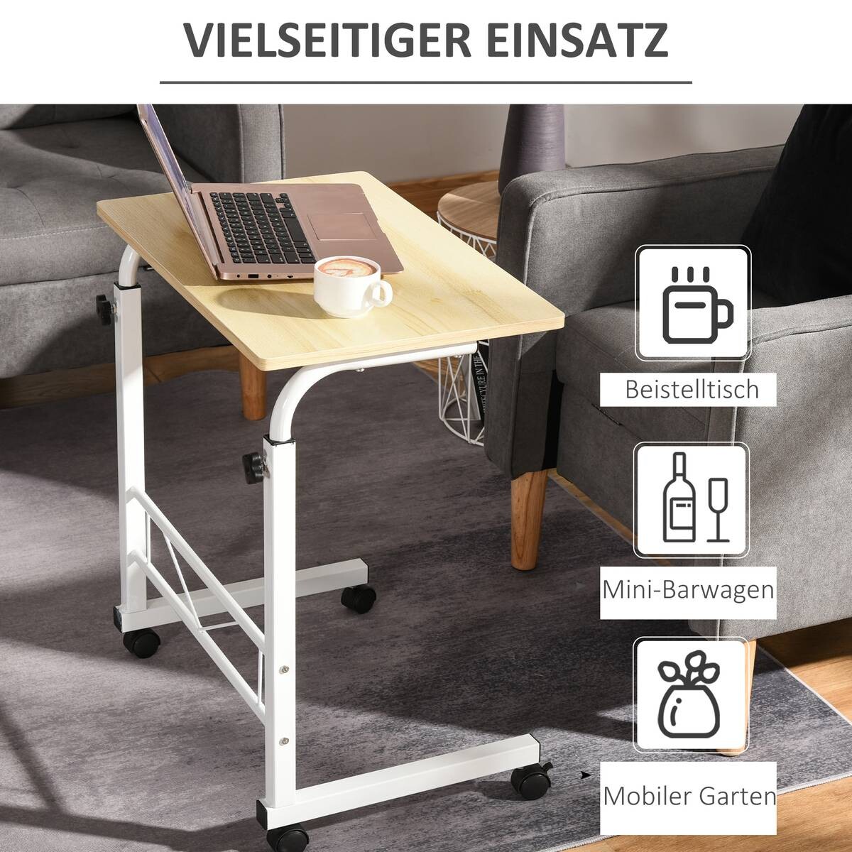 Beistelltisch 836-057 weiß ahorn B/H/T: ca. 60x78x40 cm
