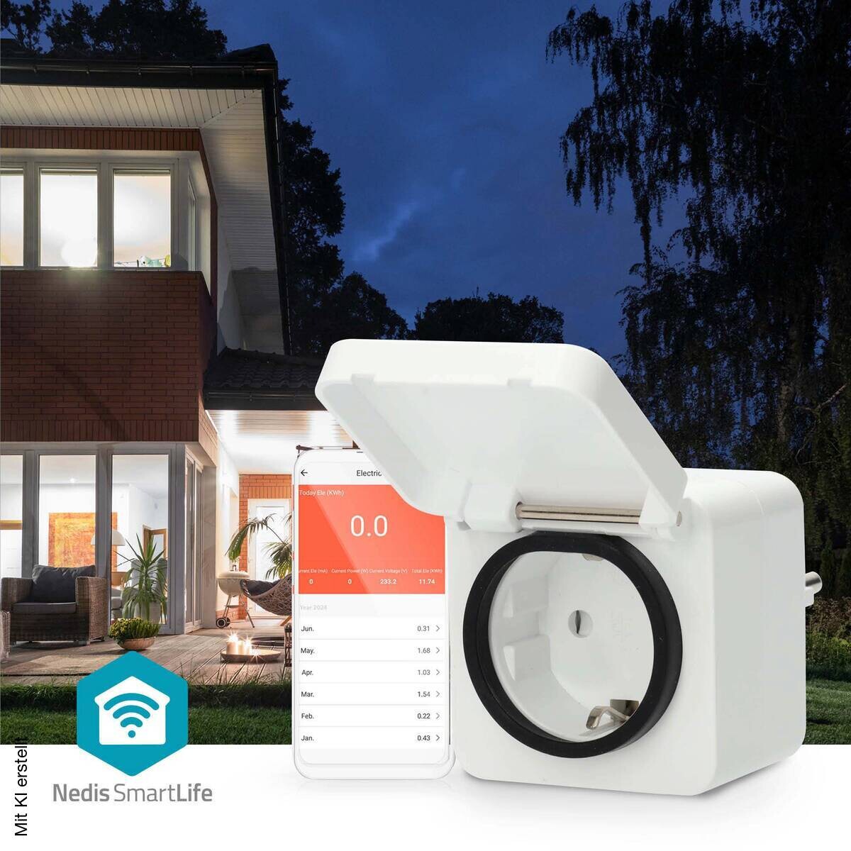 Nedis Smart-Stecker weiß grau Polycarbonat B/H/L: ca. 6x9,9x6 cm