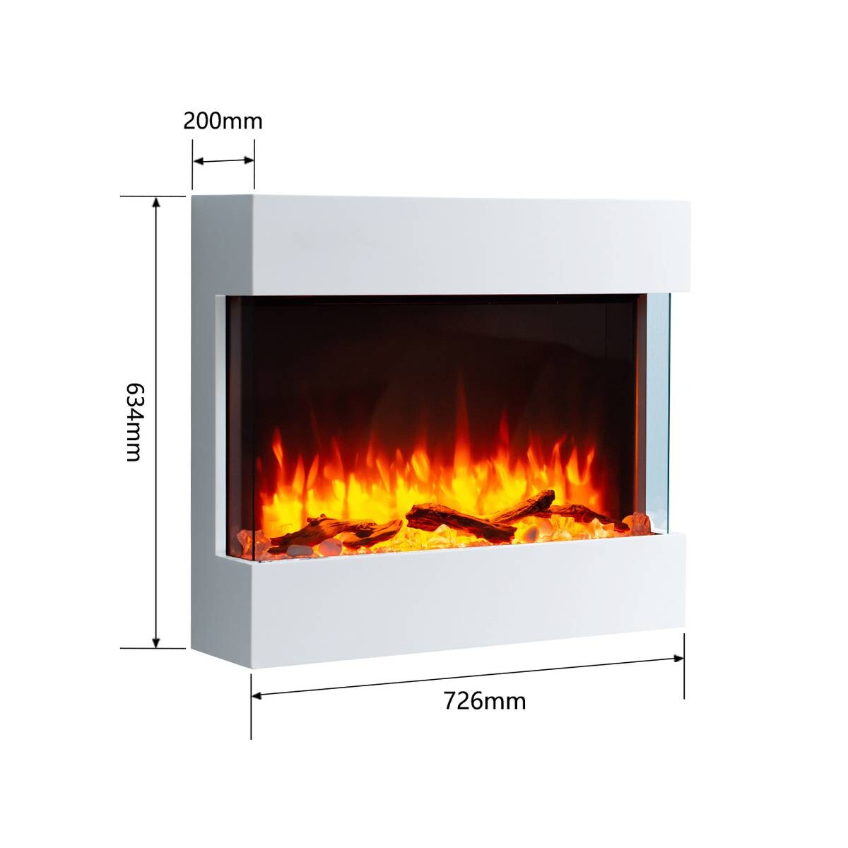 Balderia Wandkamin Elektrischer-Kamin Alva weiß MDF B/H/T: ca. 63,4x72,6x20 cm