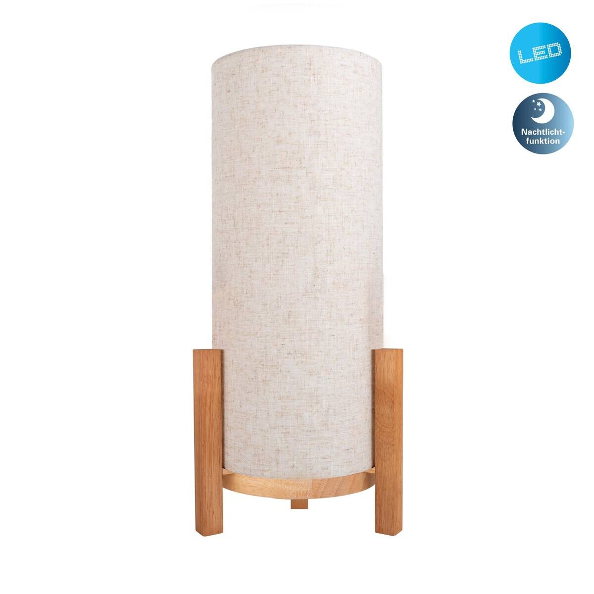 Näve Leuchten LED-Leuchten 5311427 natur Textil Holz B/H/T: ca. 22x48x22 cm null 1 Brennstellen