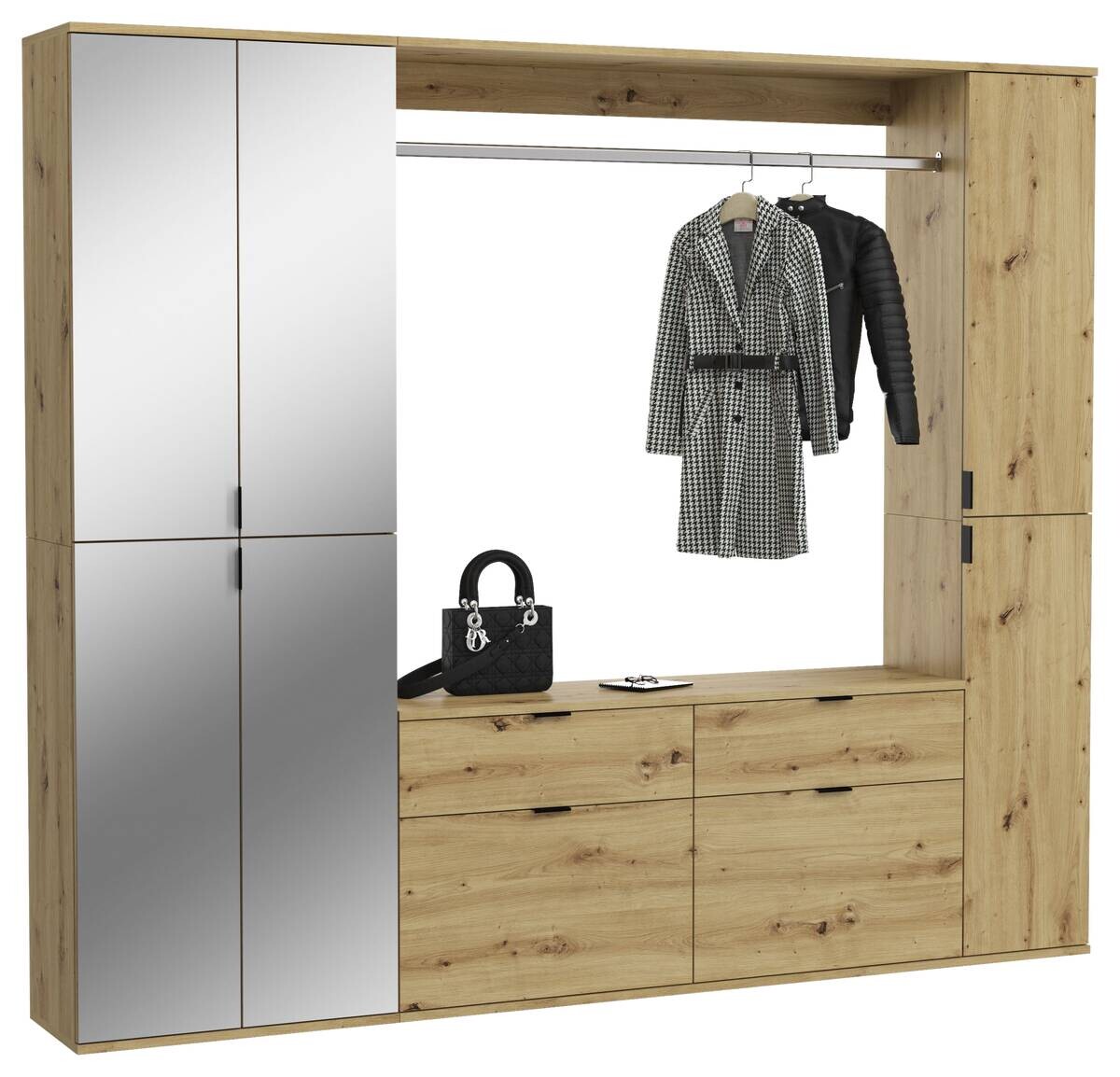 Garderobe PROJEKT Eiche Artisan Nachbildung Spiegel B/H/T: ca. 212x193x34 cm