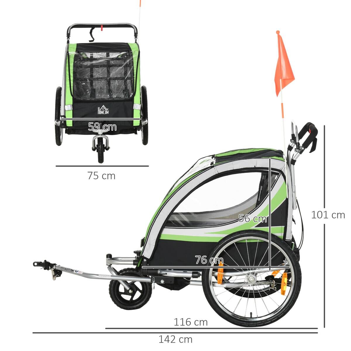 HOMCOM Fahrrad-Zubehör grün grün B/H/L: ca. 75x142x101 cm