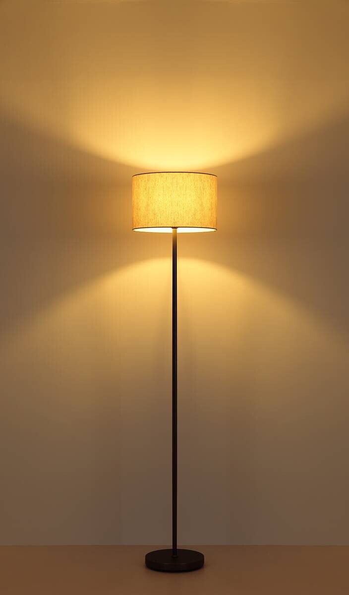 GLOBO Stehlampe creme schwarz Metall Leinen H/D: ca. 160x35 cm E27 1 Brennstellen
