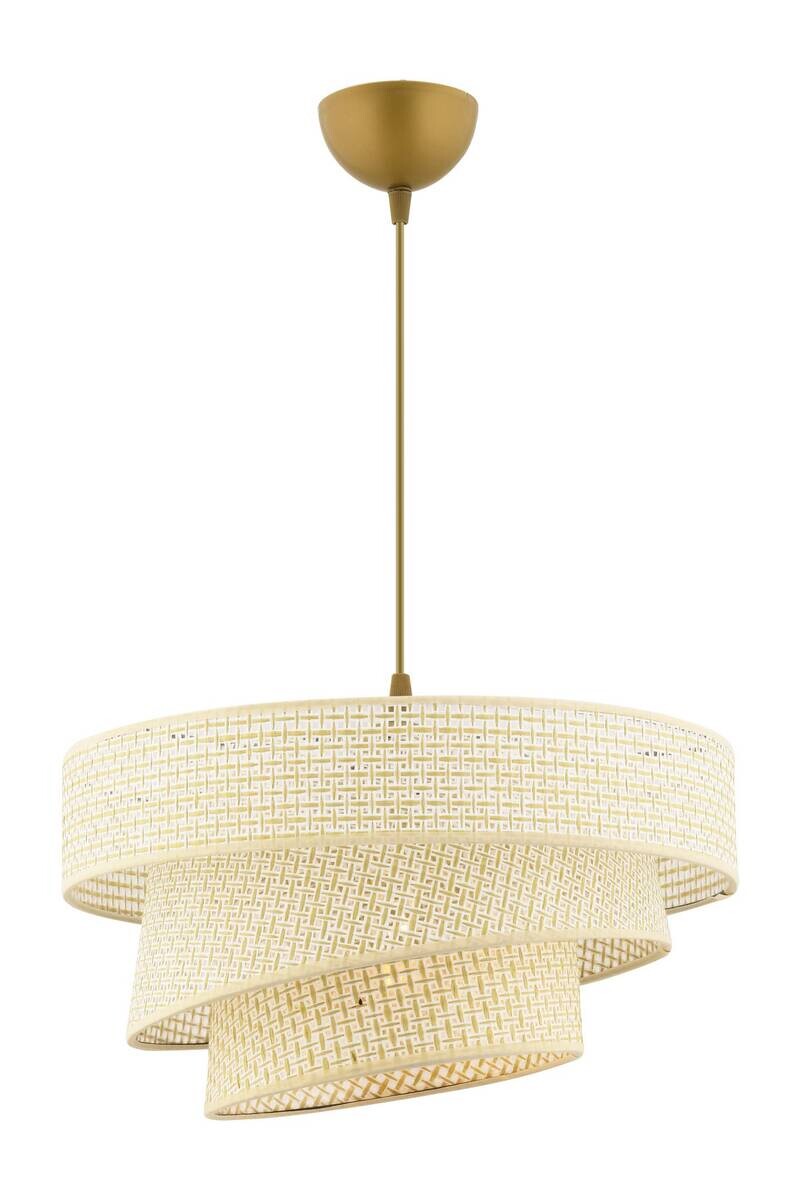Opviq Pendelleuchte Couper creme Baumwolle Metall B/H/L: ca. 40x72x40 cm E27 1 Brennstellen