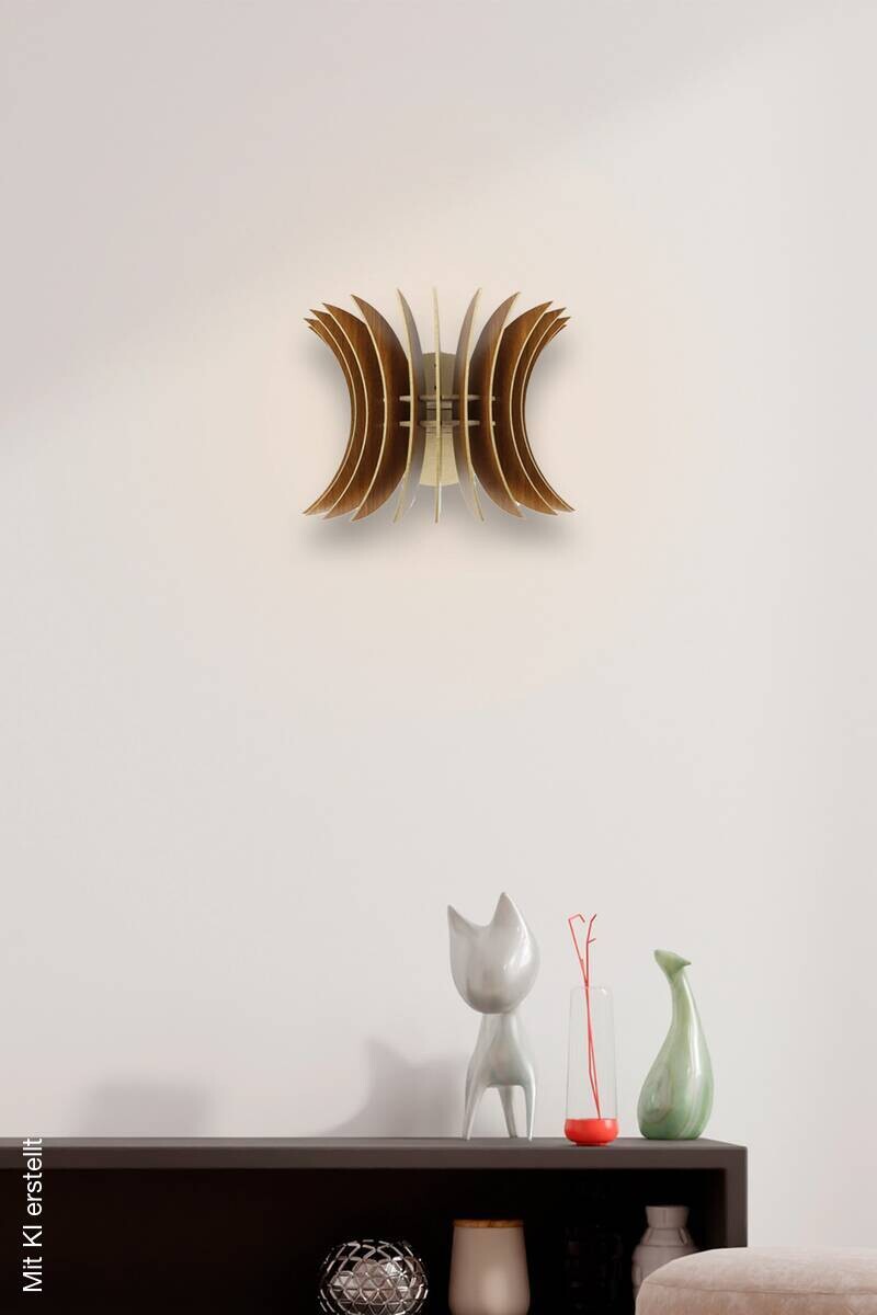Wandleuchte nussbaum MDF B/H/T/L: ca. 20x20x20x28 cm E27 1 Brennstellen