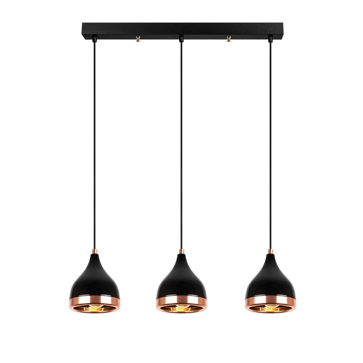 Opviq Pendelleuchte Yildo Kupfer schwarz Metall B/H/T/L/D: ca. 14x111x14x65x14 cm E27 3 Brennstellen