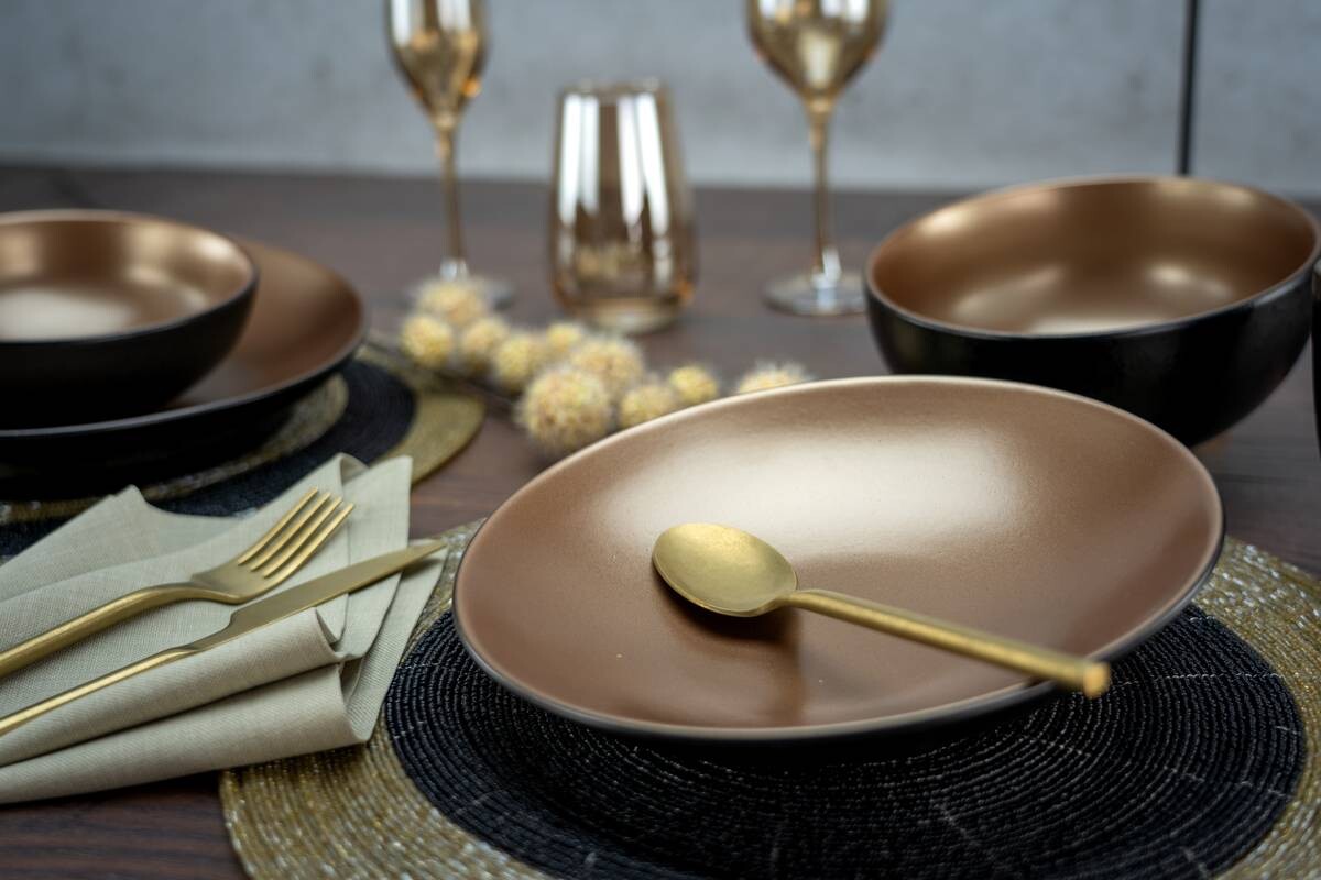 CreaTable Kombiservice GLAMOUR - Gold gold Steinzeug 16 tlg.