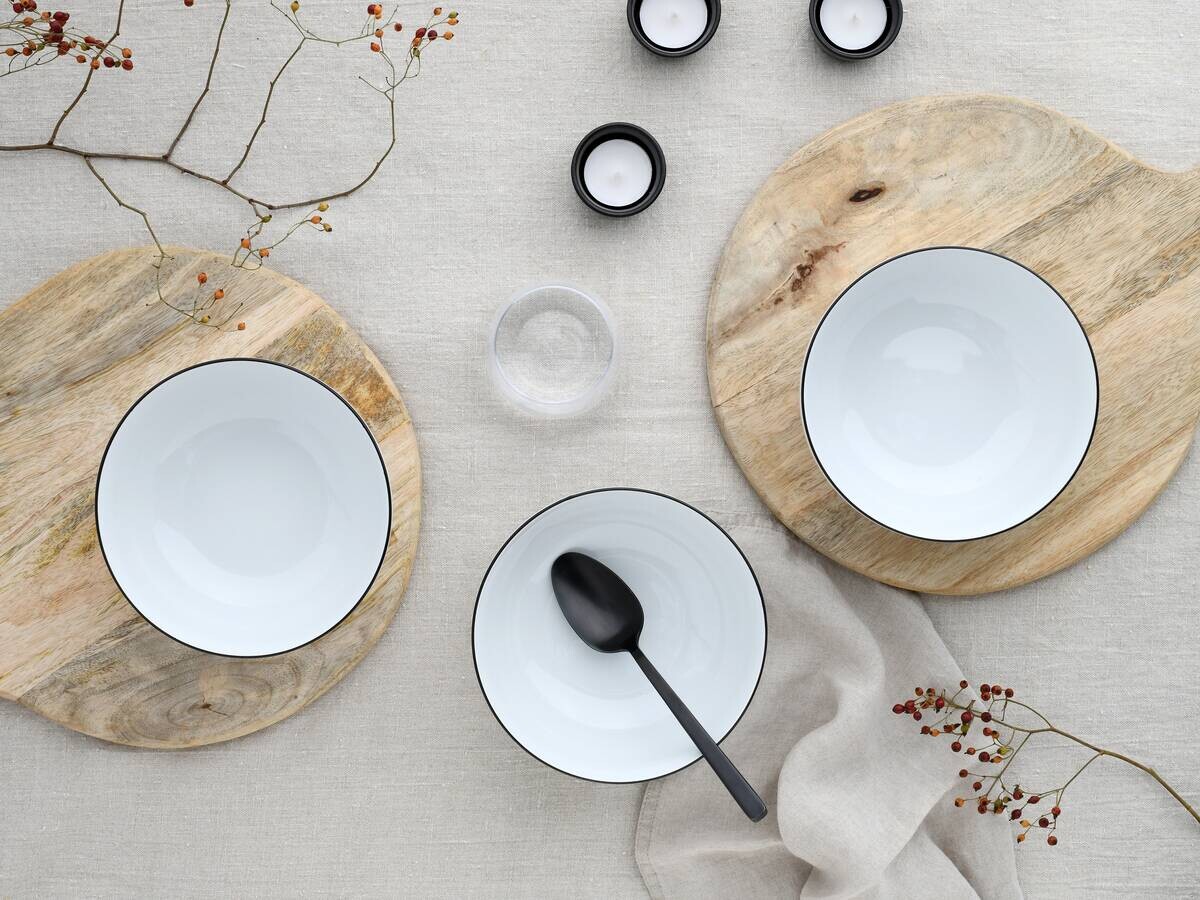 CreaTable Schüssel-Set Allround Black Line weiß Porzellan
