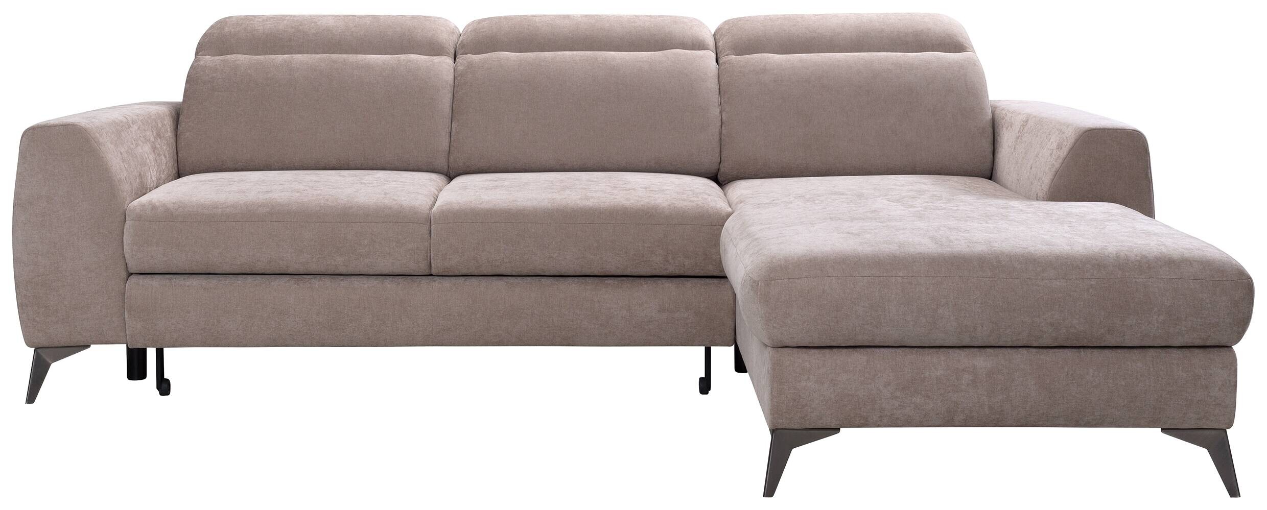 Ecksofa mit Bettfunktion und Bettkasten beige Microfaser B/T: ca. 264x191 cm