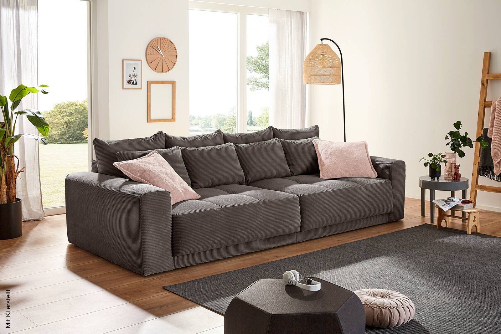Big Sofa grau Microfaser B/H/T: ca. 298x80x135 cm | grau | 298,00/80,00/135,00 cm