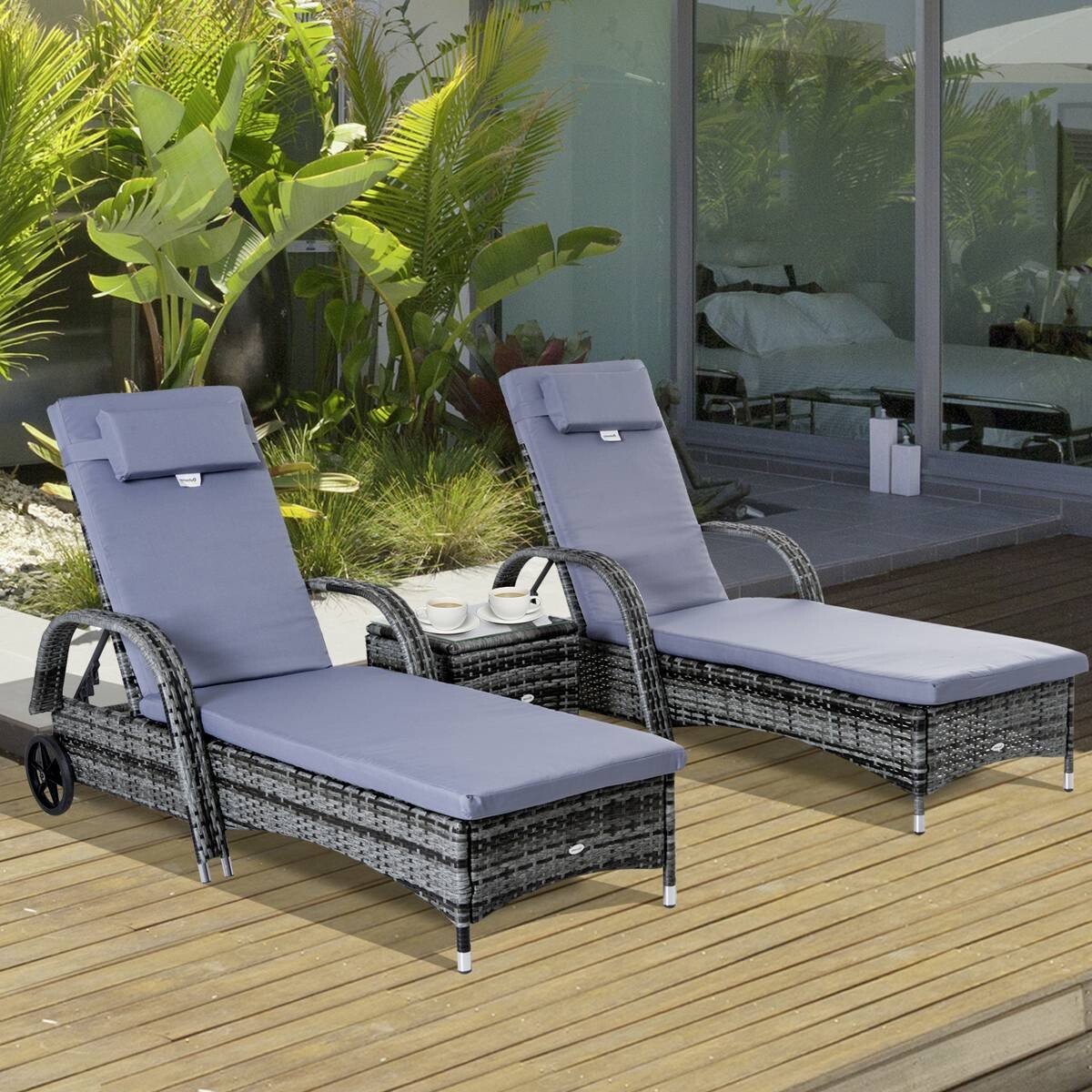 Outsunny Gartenliege grau Metall