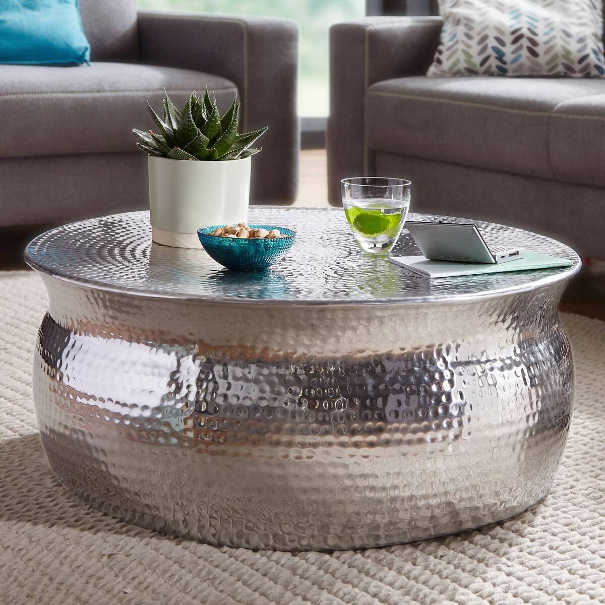 Wohnling Couchtisch silber Aluminium B/H/T: ca. 75x31x75 cm