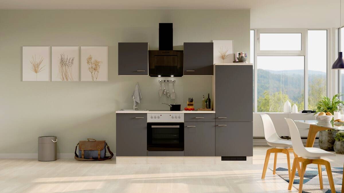 Flex-Well Küchenblock Morena Basalt matt B/H/T: ca. 220x200x60 cm