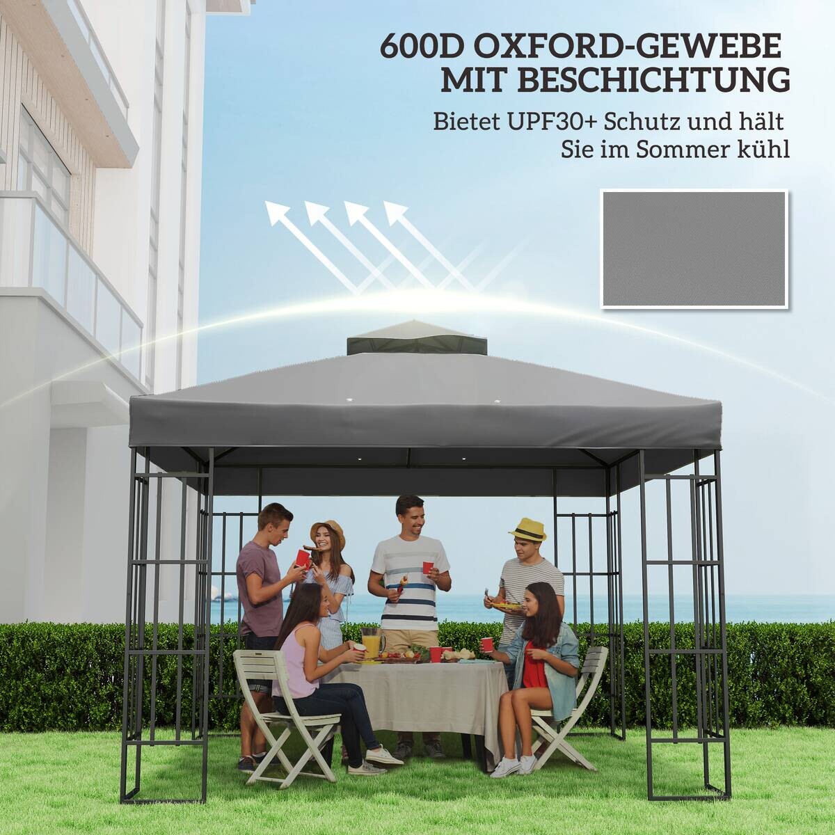 Outsunny Pavillon Ersatzdach dunkelgrau Metall B/H/L: ca. 300x1x300 cm