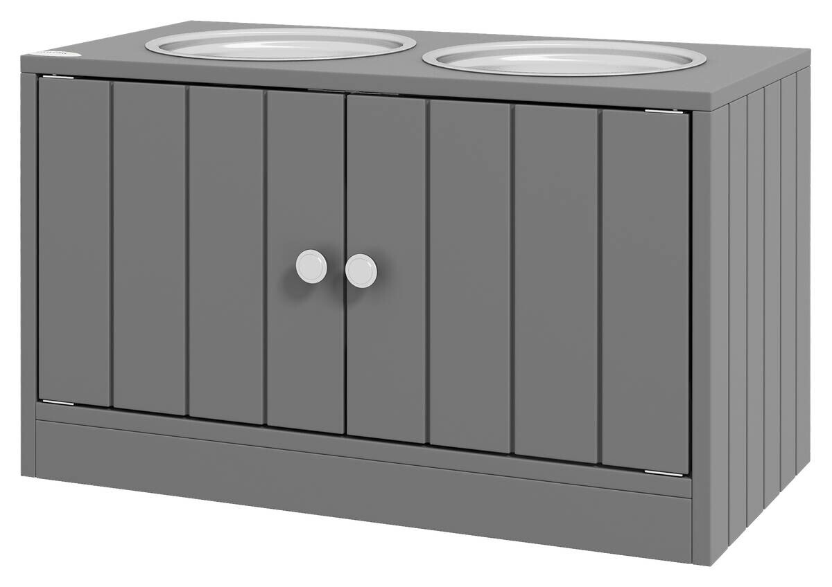 PawHut Futterstation grau MDF B/H/L: ca. 30x35,5x60 cm