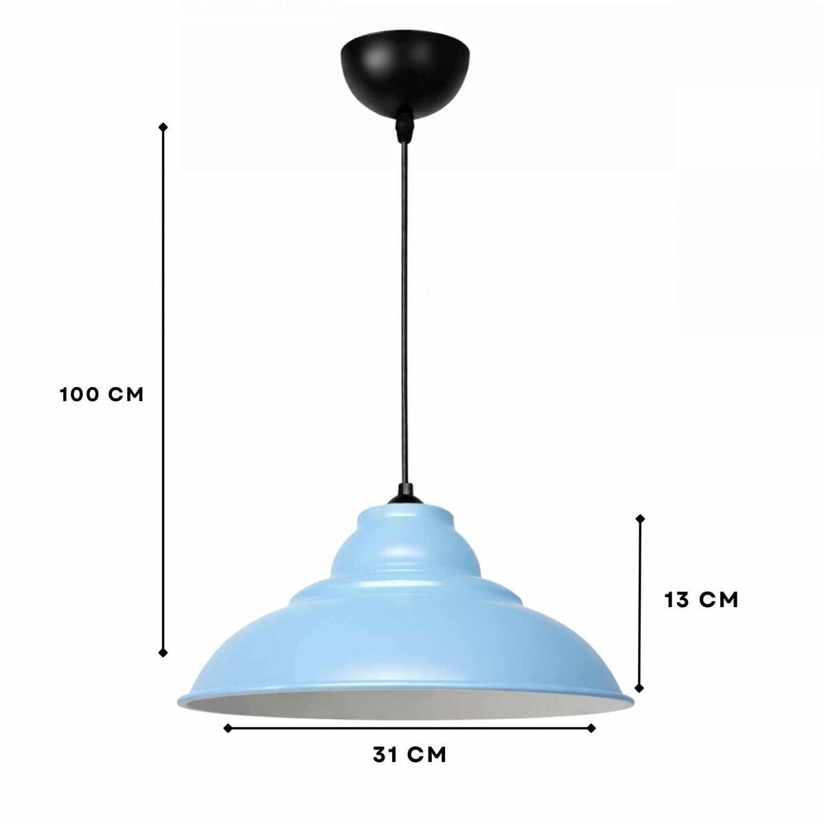 Opviq Pendelleuchte blau B/H/T: ca. 31x100x31 cm E27 1 Brennstellen