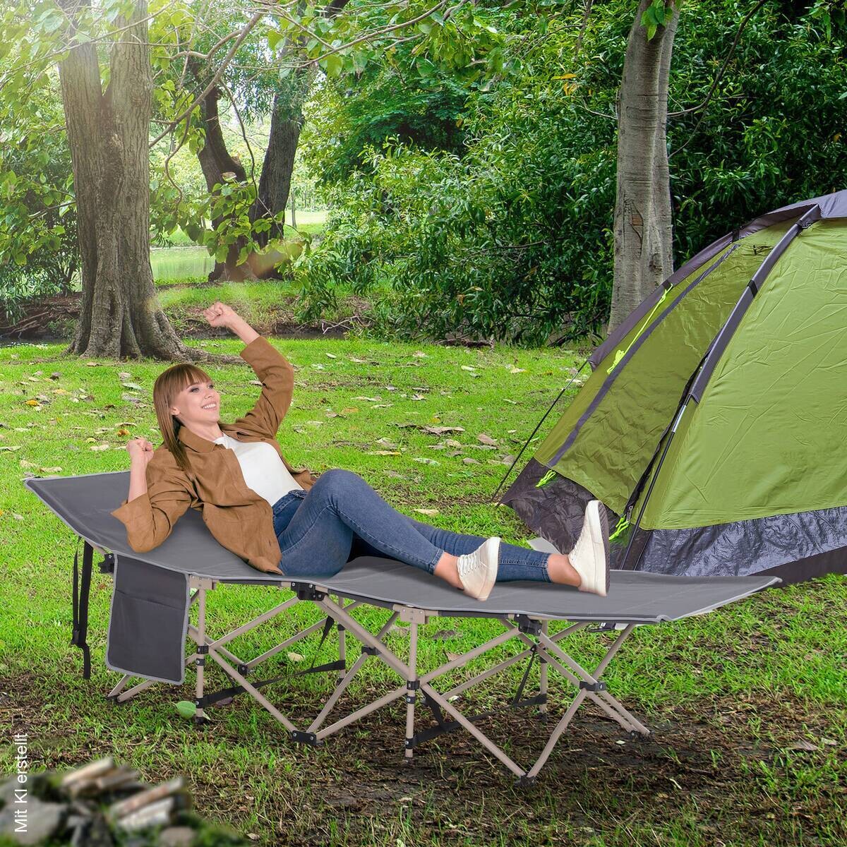 Outsunny Campingbett dunkelgrau Stahl B/H/L: ca. 68x52x190 cm