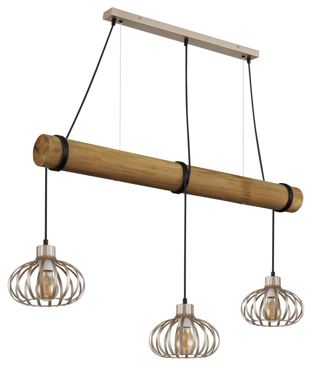 GLOBO Pendelleuchte CALDWELL Cappuccino Metall B/H/T: ca. 2x150x1 cm E27 3 Brennstellen
