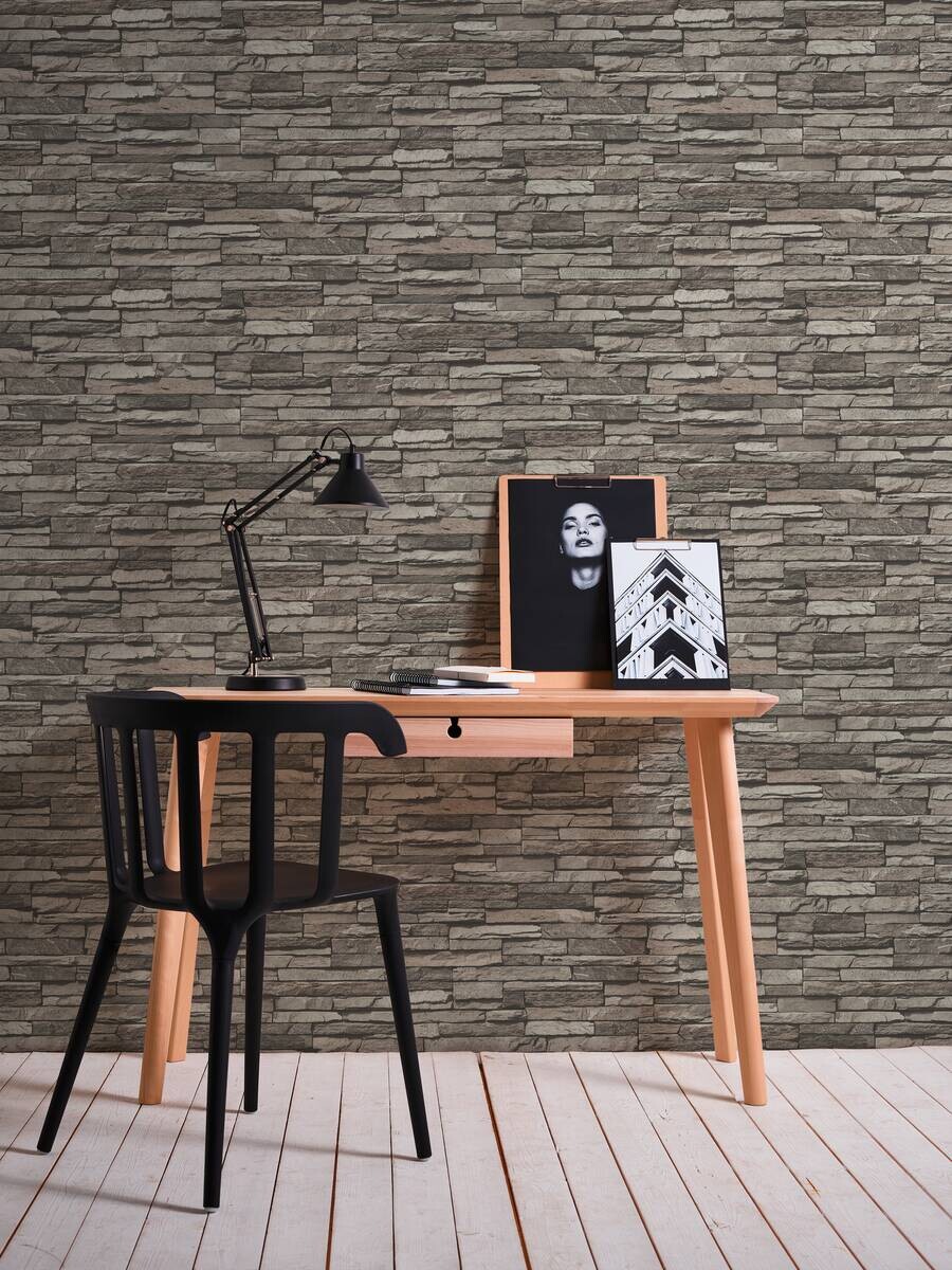 A.S.Creation Vliestapete schwarz grau creme B/H/D: ca. 53x1005x9,3 cm