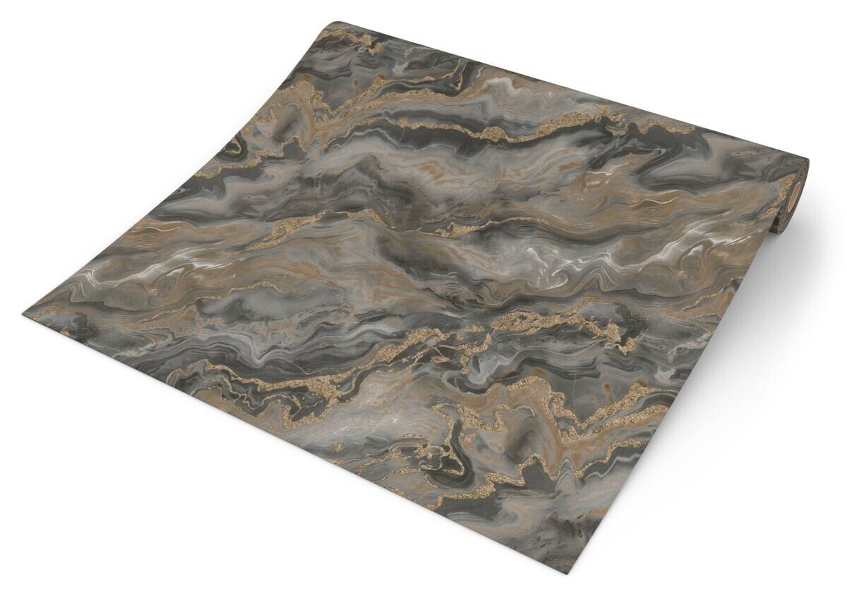 Vliestapete Marmor grau gold B/L: ca. 53x1005 cm