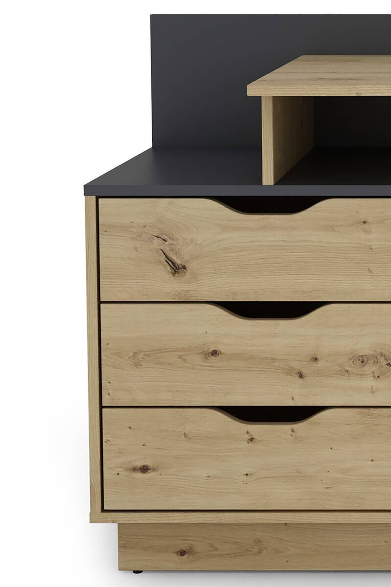 Schreibtisch BELFAST Eiche Artisan Nachbildung anthrazit B/H/T: ca. 138x83,5x51,5 cm