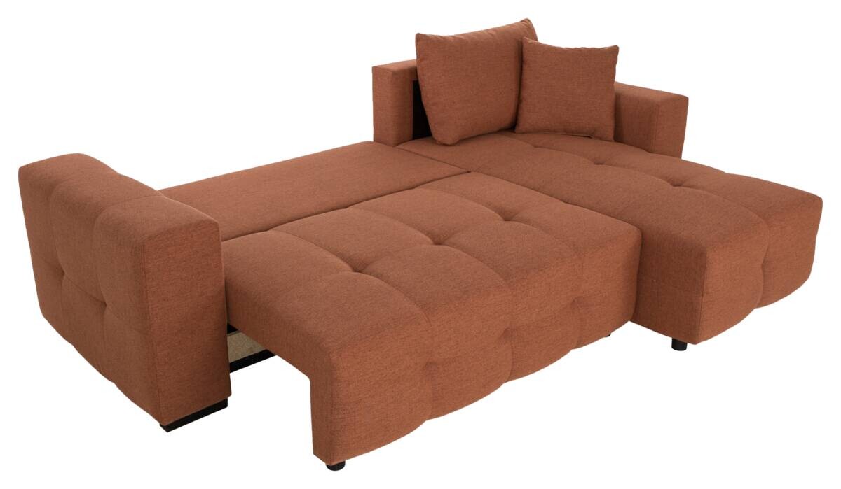 Ecksofa mit Bettfunktion und Bettkasten terracotta Webstoff B/H/T: ca. 247x83x162 cm