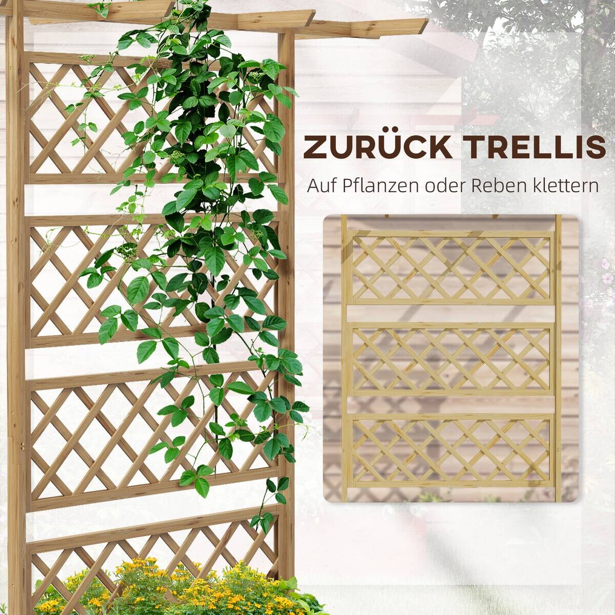 Outsunny Hochbeet natur Holz B/H/L: ca. 55x183x160 cm