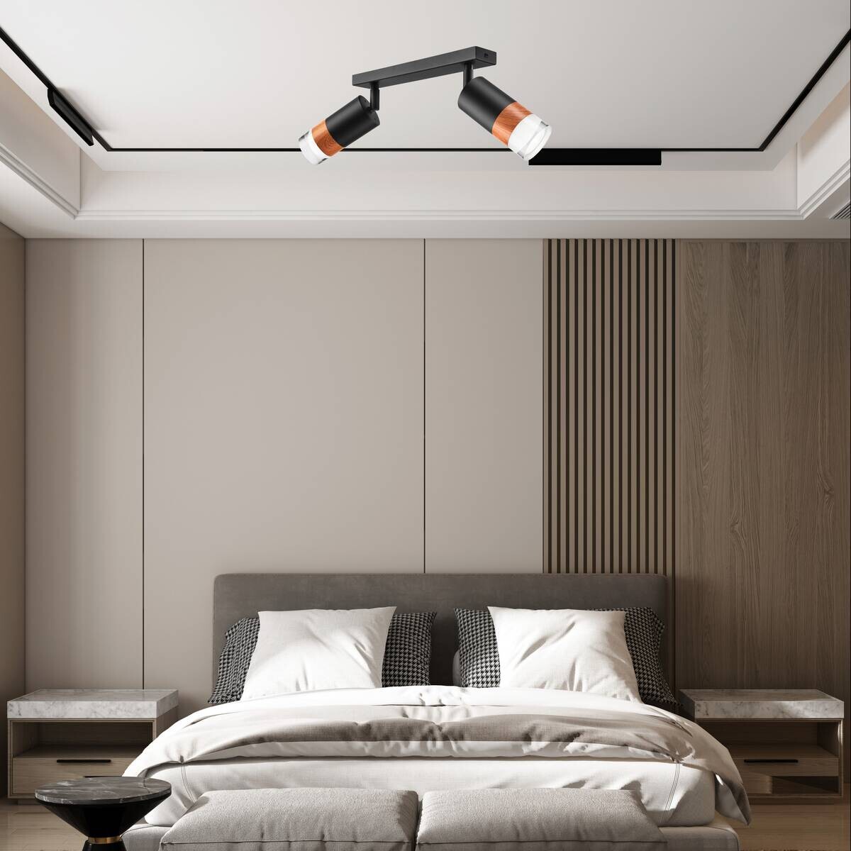 Lamkur Deckenleuchte schwarz Glas Stahl B/H/L: ca. 8x19x30 cm 2 Brennstellen