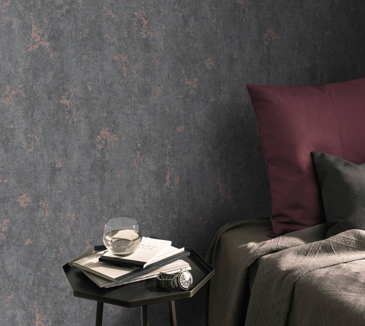 Erismann Vliestapete Betonoptik dunkelgrau bronze B/L: ca. 53x1005 cm