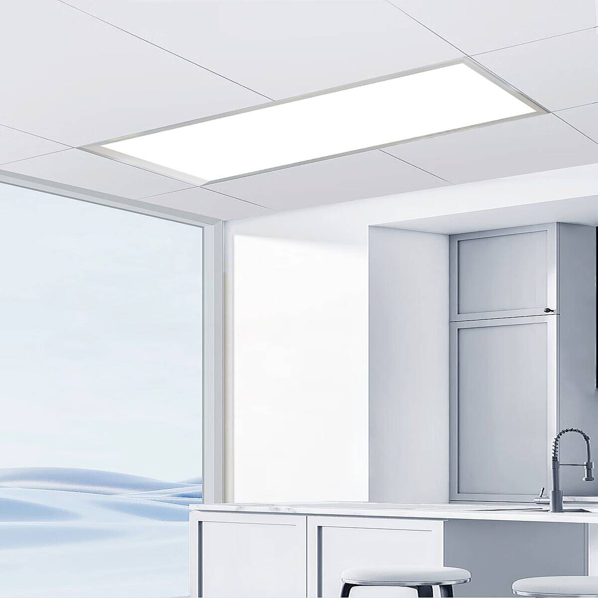 POCOline Deckenpanel Plano weiß silber Kunststoff Aluminium B/H/L: ca. 30x7x120 cm