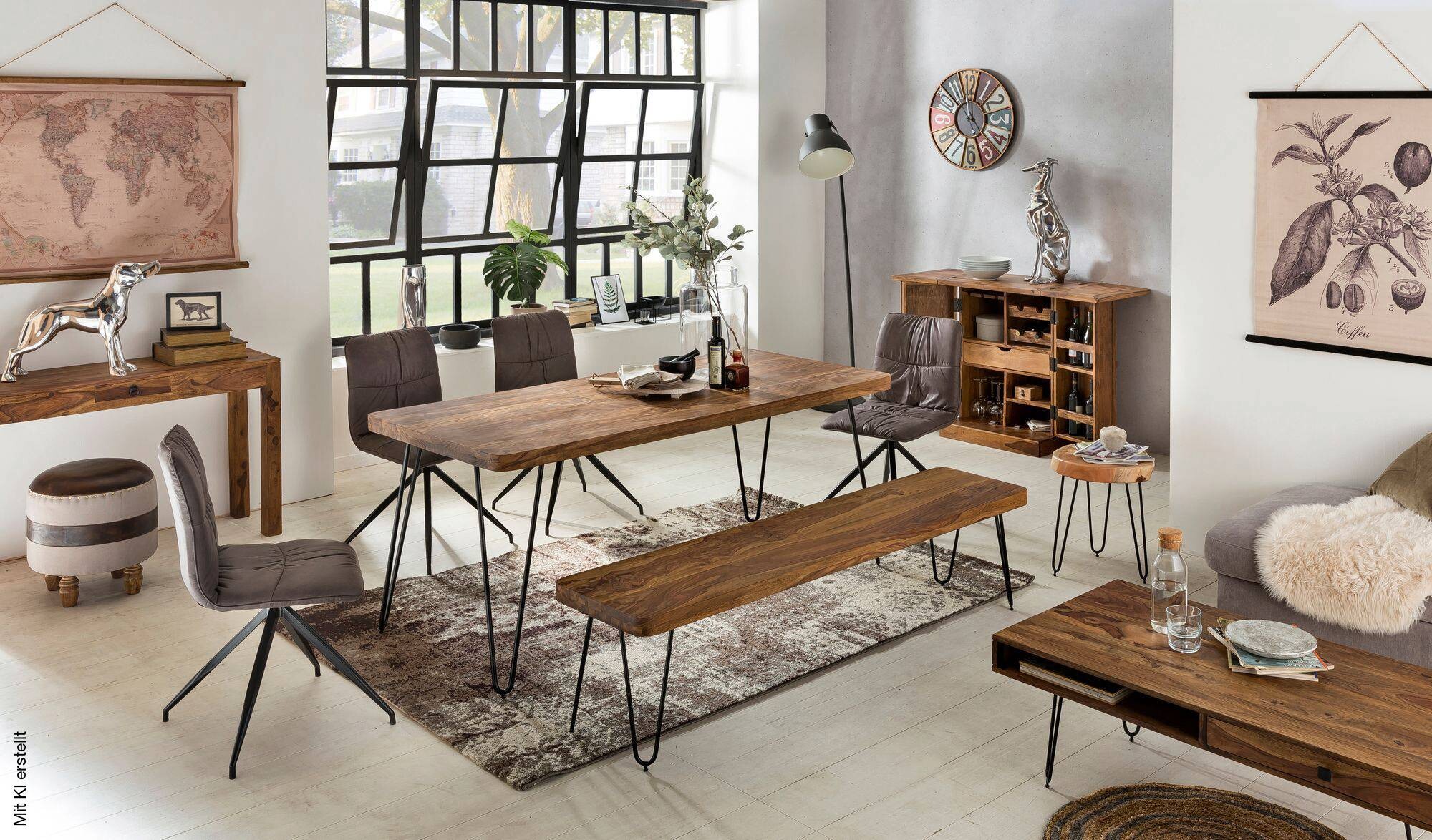 Couchtisch natur schwarz B/H/T: ca. 110x40x60 cm