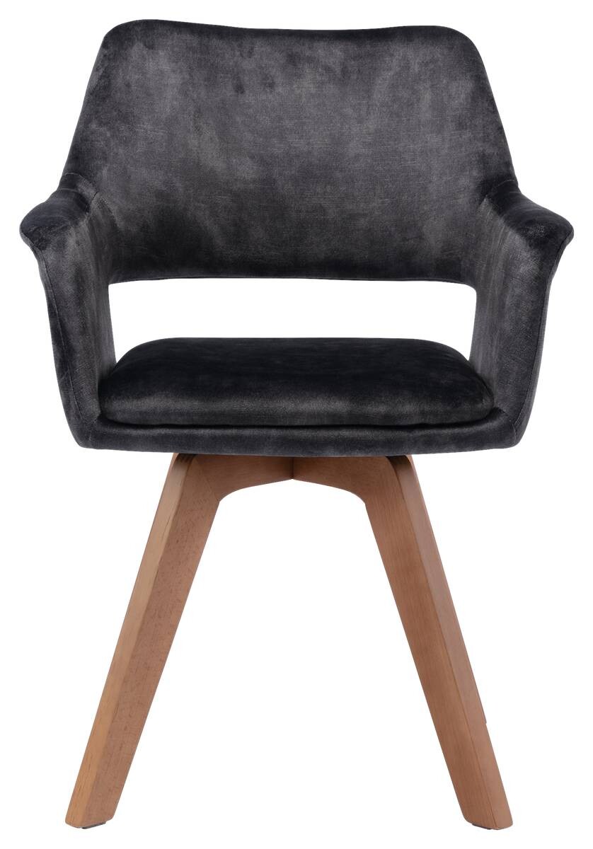 Stuhl KLARA 2er-Set anthrazit Vintage Samt Holz B/H/T: ca. 52x89x63,5 cm