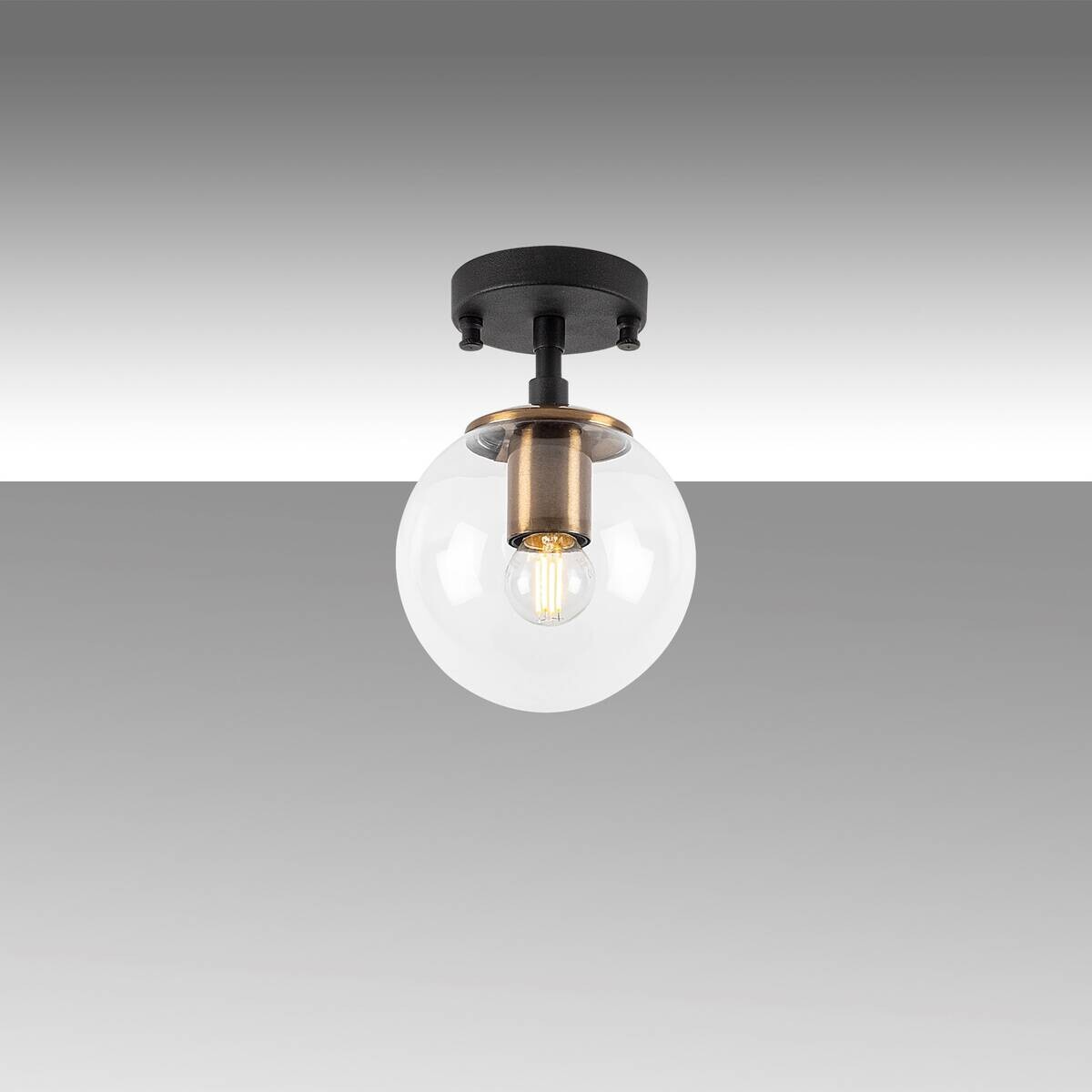 Opviq Deckenleuchte Atmaca bronze schwarz Metall Glas B/H/T/L/D: ca. 15x23x15x15x15 cm E14 1 Brennstellen