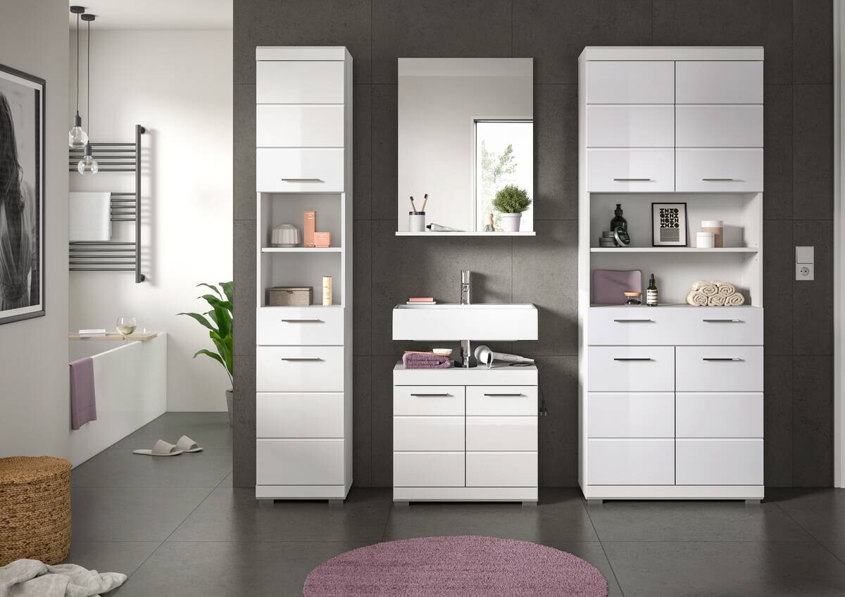 Badezimmer-Set Scout weiß weiß Hochglanz B/H/T: ca. 186x191x34 cm