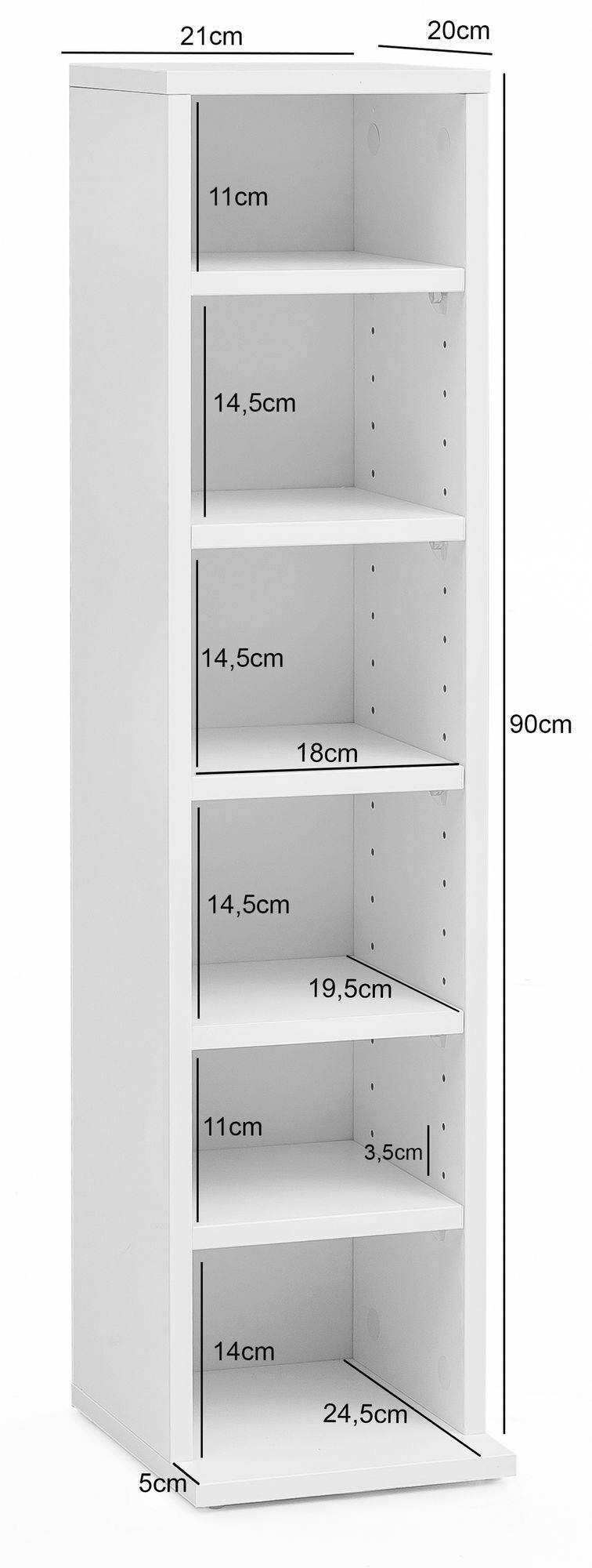 CD Regal weiß B/H/T: ca. 21x90x20 cm